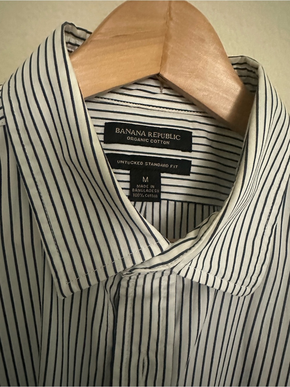 Banana Republic White Shirt with Navy Pinstripes